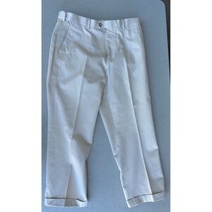 Saddlebred Mens Khaki Chino Pants 36x29 Cotton Flat Front Cuffed Trousers Beige